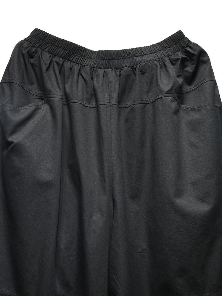 [EAM] High Elastic Waist Black Brief Pocket Casual Harem Pants New Trousers Women Fashion Tide Spring Autumn 20261DJ1385