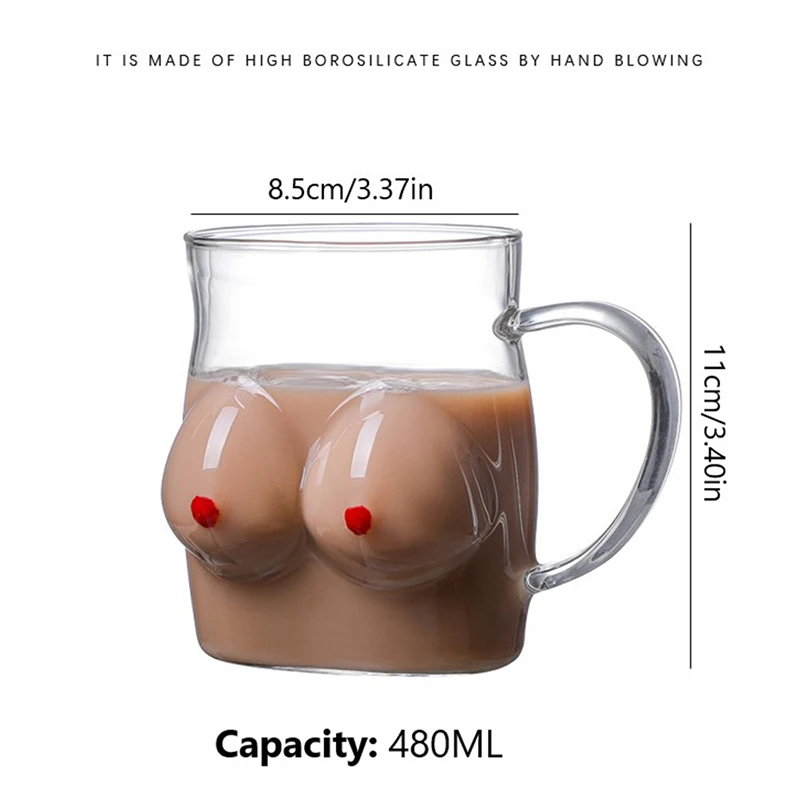 1pcs Creative Body Shape Glass Cup Sexy Lady Body Shape Chest Beer Cup Wine Shot Glass Handle Mug For Vodka Whiskey Beer
