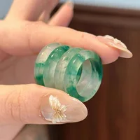 Bagues classiques en diamant incrusté de calcédoine naturelle verte pour femmes, nouveau style chinois, mode exquise, bijoux cadeau 4