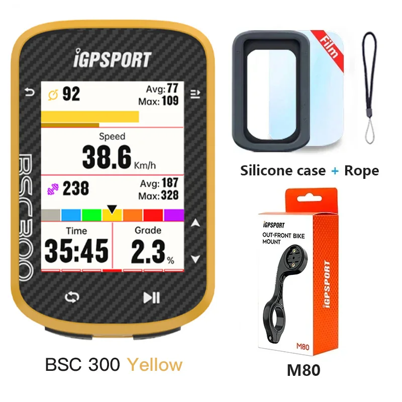 IGPSPORT BSC300 サイクルコンピュータ 　イエロー iGPSPORT アイジーピースポーツ サイクルコンピュター BSC300