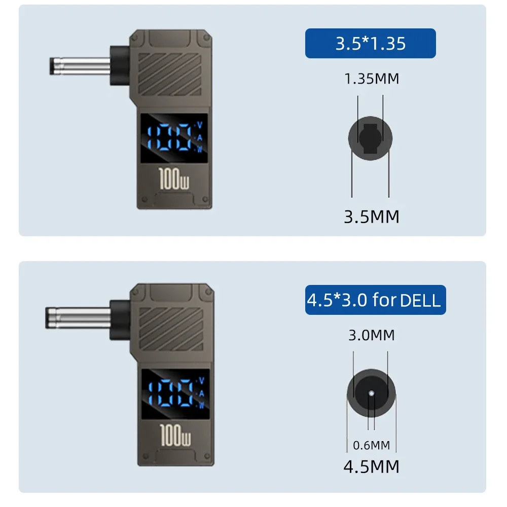 PD100W Typ-C zu DC-Stecker Konverter USB-C zu DC Laptop-Ladeadapter Stromladegerät Anschlusstip für Lenovo Thinkplus HP DELL – Detail 8