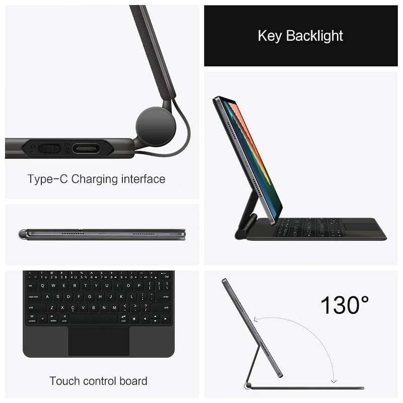 Teclado Mágico Retroiluminado para Xiaomi mi Pad 11 mi Pad Pro Tablet Smart Cover Design Flutuante Trackpad Capa de Teclado 2023 - Imagem 6