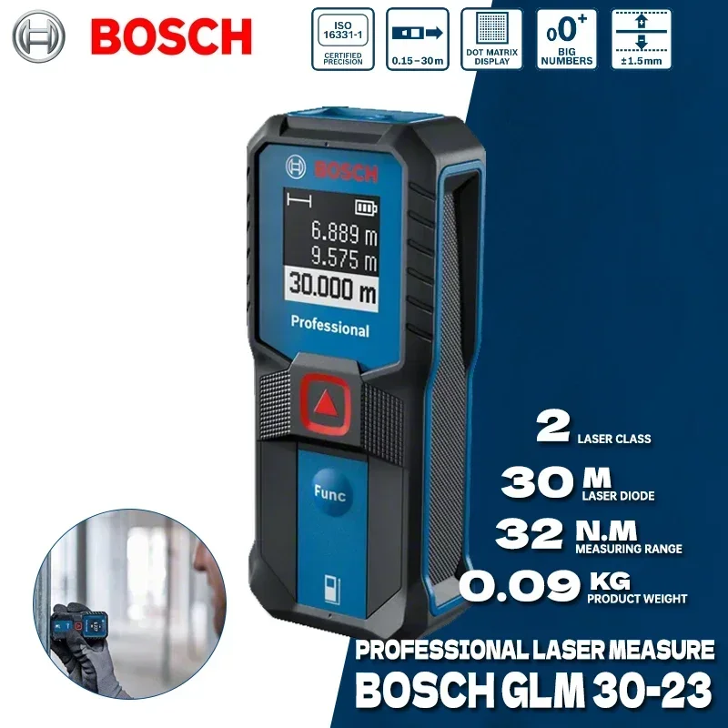 BOSCH Laser Range Finder Double Button High Precision Lightweight Modern Screen Measurement Laser Measure RangeFinders GLM 30-23