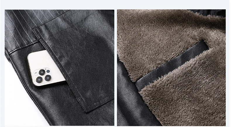 Description Picture 4 of itemMens Leather Jacket High Quality PU Coat Wholesell Price Autumn And Winter Artificial Faux Jacket For Man Size L-5XL