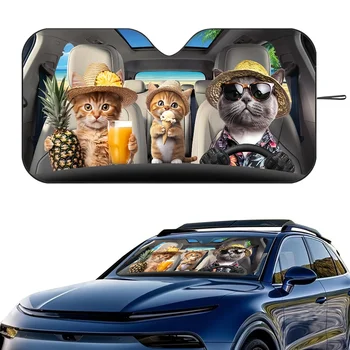 Cat Driving Windshield Sun Shade Foldable Three-layer Insulation Sunshade Blocks UV Rays Sun 1