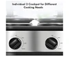 Double Slow Cooker, Buffet Servers and Warmers, Dual 2 Pot Slow Cooker Food Warmer, Adjustable Temp Dishwasher 4