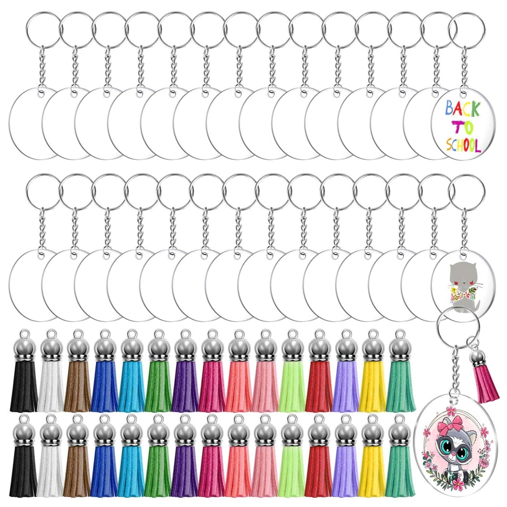 120Pcs Charms Keychain Tassels Bulk Leather Resin Epoxy Acrylic Blanks  Bracelets