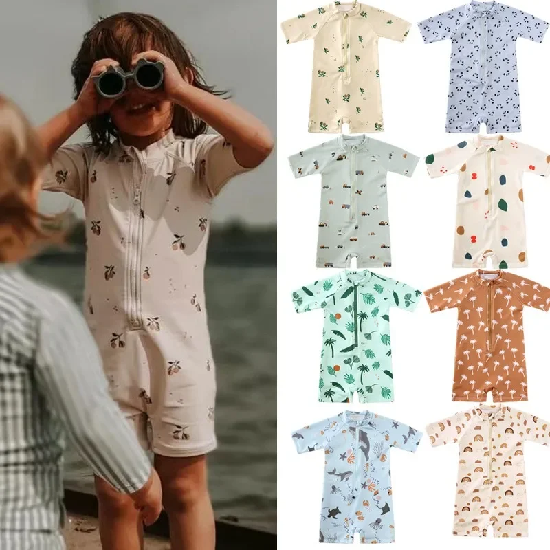 Children Swimwear UV Baby Boy Swimsuit One Piece Swimming Jumpsuit Ruffles Bathing Suit SPF 50 Long Sleeve Kids Swimwear for Girls 1-7 Years