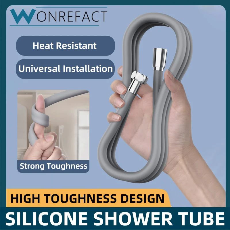 Shower Head Hose Bathroom Silicone Shower Tube Bend Arbitrarily Explosion Proof Anti Winding High Toughness Design