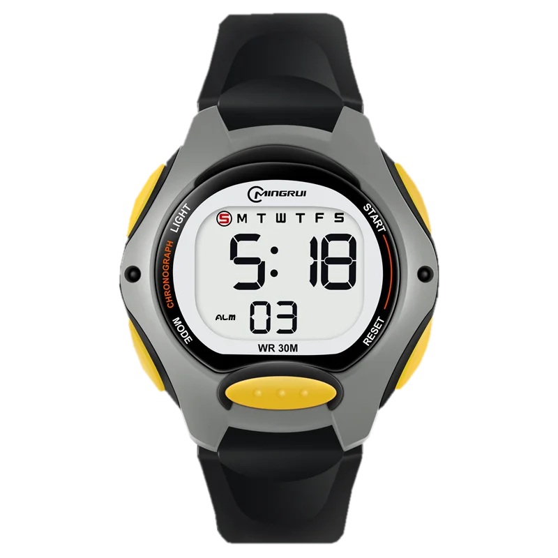 Waterproof Digital Sport Watch for Kids - Black LCD Electronic Timepiece with Alarm