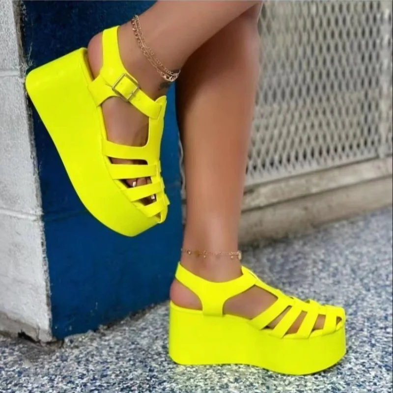 Summer Footwear Women's Sandals 2023 New Fashion Solid Color Rome Shoes