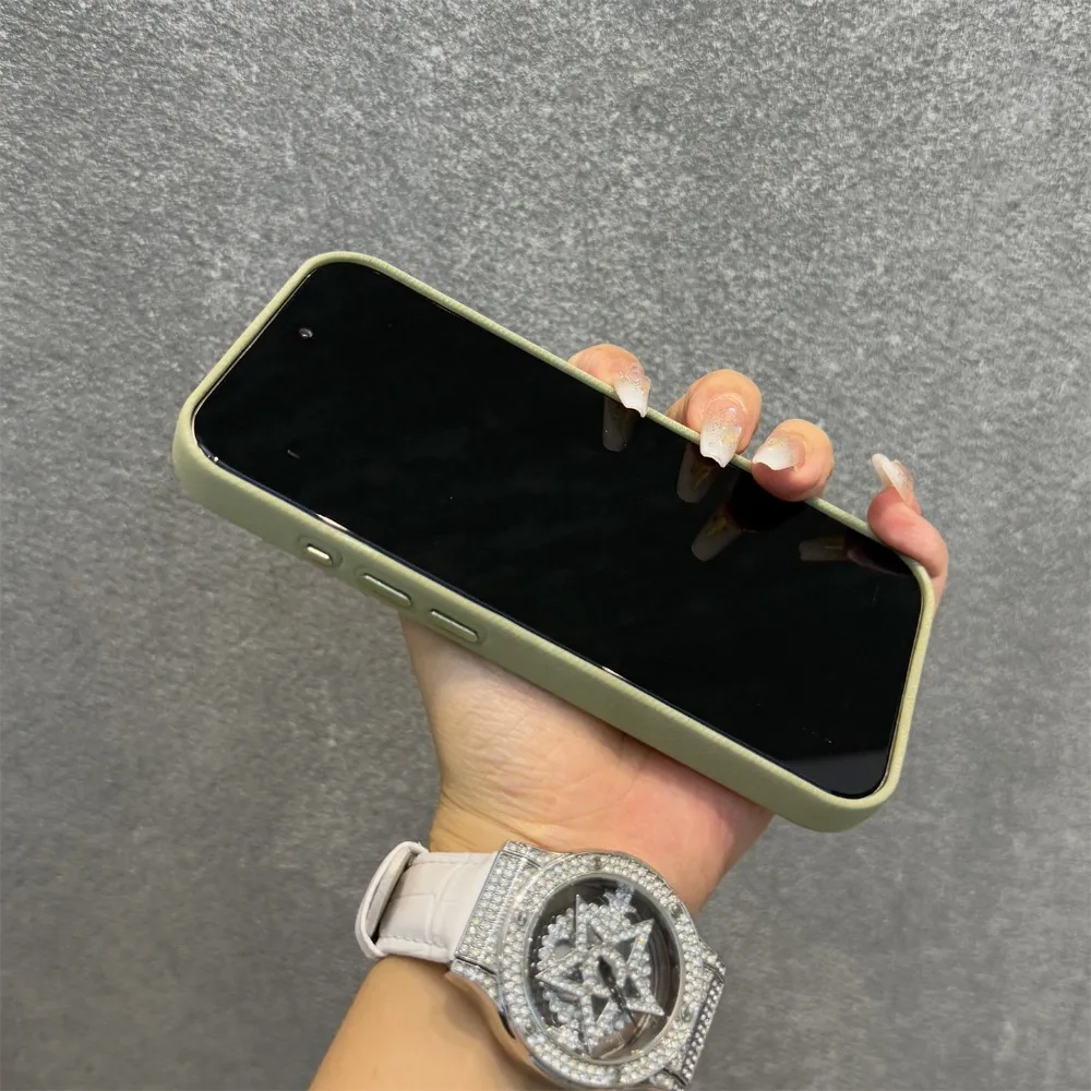 Dark Blue Fleece Leather Business Phone Case with Large Cutout Design