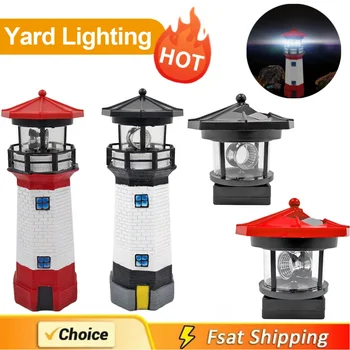 Faro a forma di luce solare a LED Recinzione da giardino Cortile Ornamento esterno Sensore intelligente Faro Lampada rotante Decorazione a luce solare 1