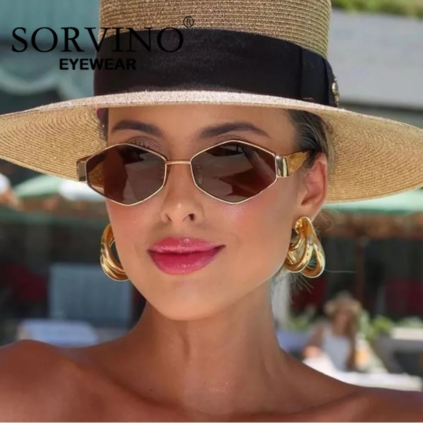 

SORVINO Fashion Polygonal Women Sunglasses 2024 Vintage Brand Rhombus Ladies Sun glasses Shades Unique Metal Frame Punk Eyewear