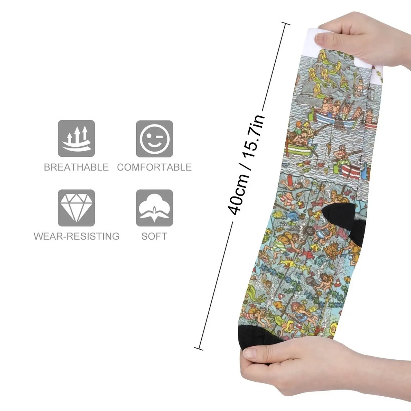 Wheres Waldo Underwater Scene Socks Funny socks man gift for men Women's socks