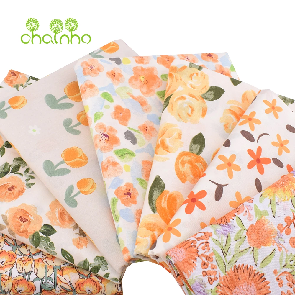 Chainho,Printed Twill Weave Cotton Fabric,DIY Quilting Sewing Material,Home Handmade Textile,Patchwork Cloth,7 Designs,25C9