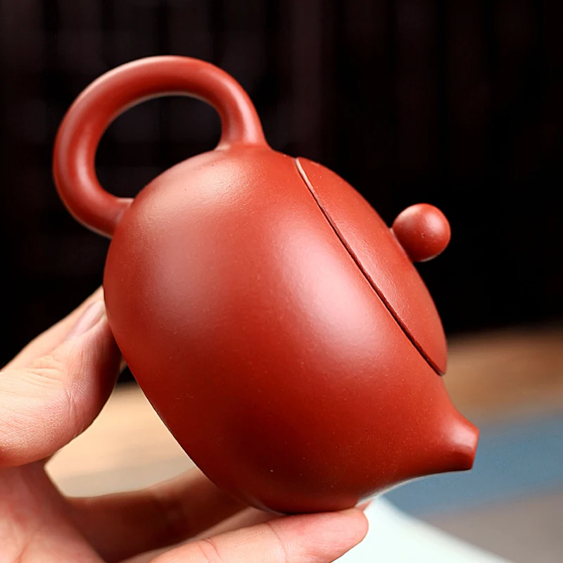 Chinese Style Xishi Teapot, Purple Clay Raw ore Dahongpao, Kung Fu Household, Pure Handmade, 200ML, Tea Pots, 1Pc