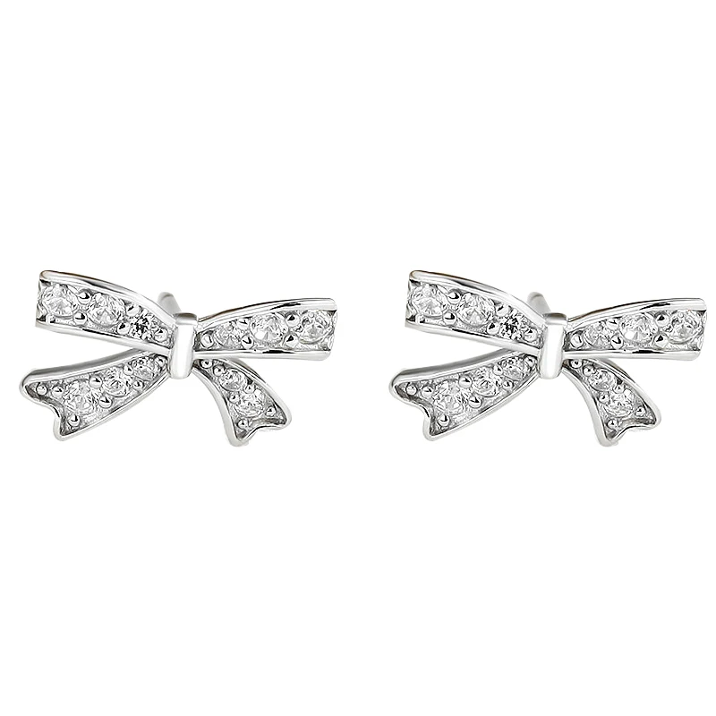 

S925 sterling silver senior sense of bow-tie earrings sweet temperament female jewelry