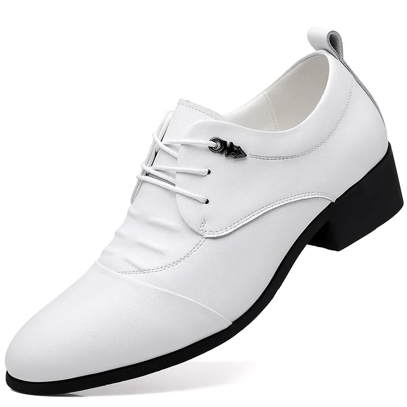 

New Pointed Men's Brogues Spring Autumn Comfortable Increase Male Wedding Dress Shoes British Style Man Leather Casual Shoes