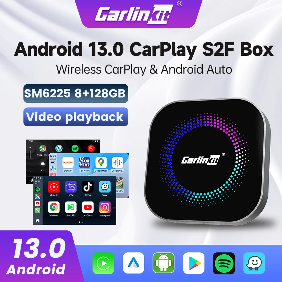CarlinKit Android 13 SM6225 CarPlay Ai Box S2F Ambient 8-Cores