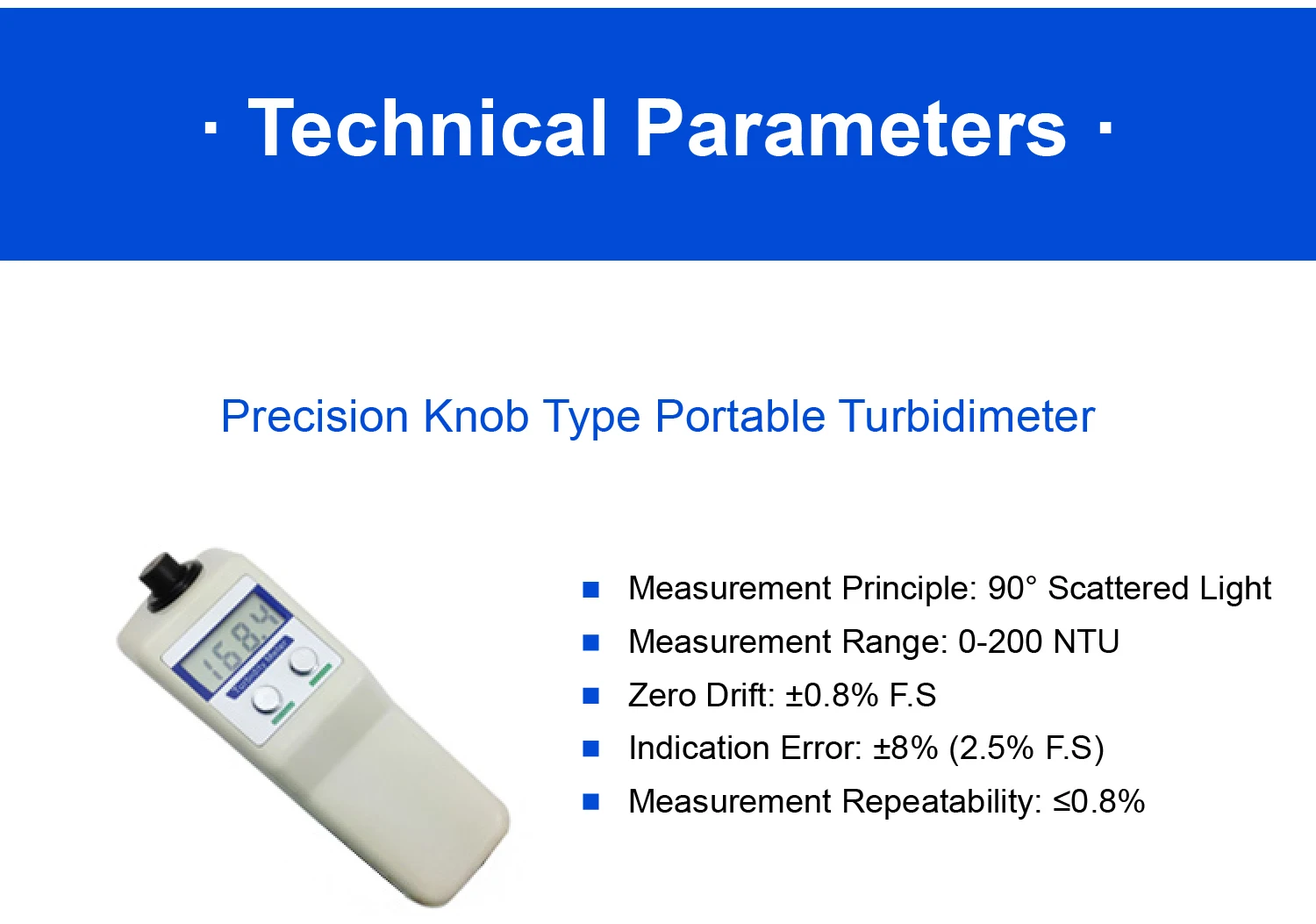 Portable Digital Turbidity Meter ZD-2A 0-1000 NTU 90° Scattered Light Handheld W