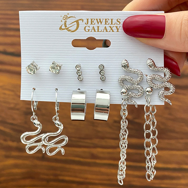 Trendy Gold Silver Color Butterfly Hoop Earrings Set For Women Snake Pearl Resin Hoop Earrings Brincos Party Jewelry