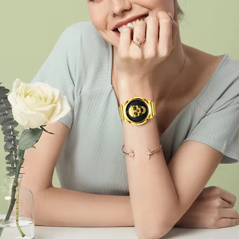 LIGE Creative Skull Design Watch Ladies Top Brand Luxury Women Watch Fashion Waterproof Quartz Watches For Women Montre Femme 5