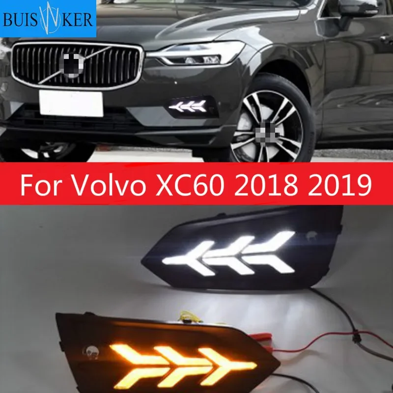 

Автомобильные фары дневного света светильник DRL светодиодный Противотуманные фары крышка с желтым указатели поворота функции для Volvo XC60 2018 2019