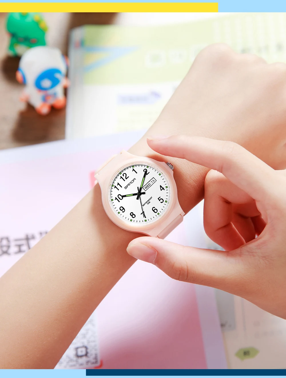 SANDA 9072 Mini Simple Student Watch Soft TPU Light Fashion Waterproof Luminous Quartz Women's Outdoor Sports Children's Watch