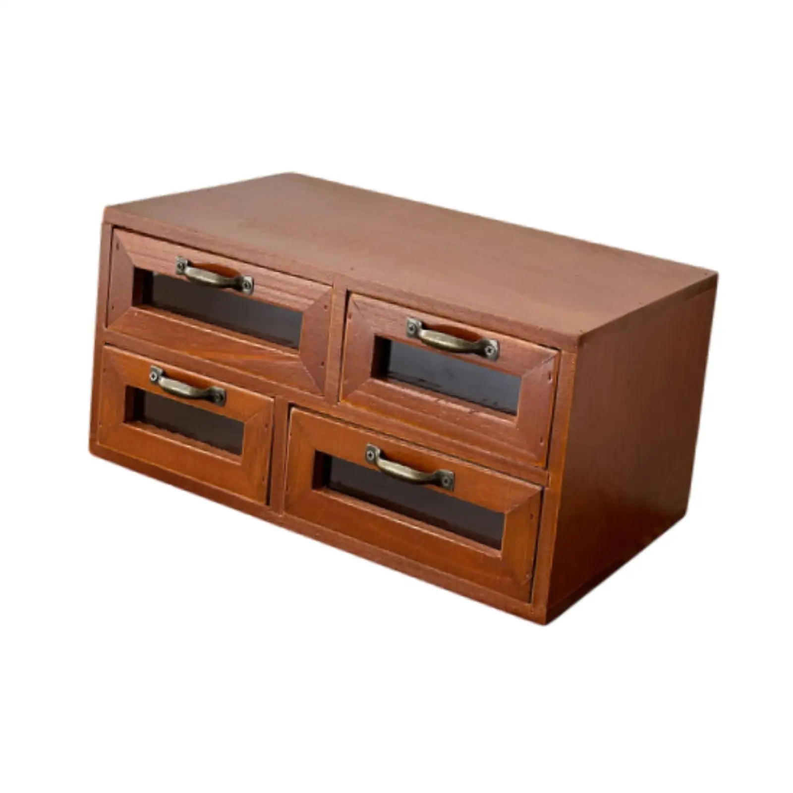 Desk Organizer Box with Drawers Wooden Desktop Organizer for Keys Cosmetics Jewelry and Office Supplies Drawer Cabinet