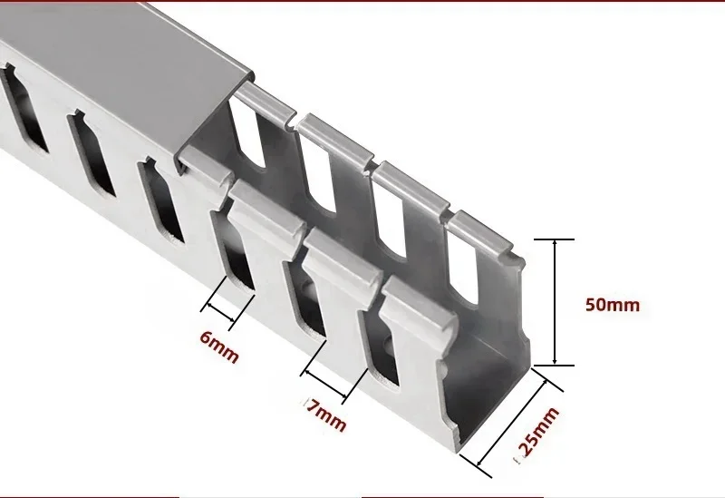 Flame Retardant PVC Cable Management Tray with Open Slot Channel - Desk Wire Organizer and Industrial Cabinet Box Raceway