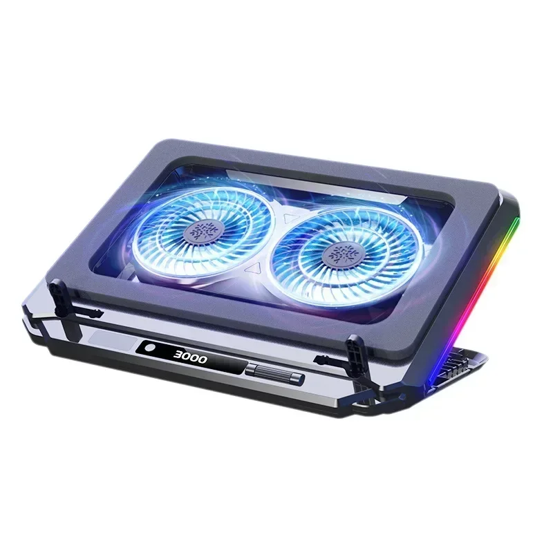17 Gaming W/ RGB Light HD Display Laptop Cooling Pad 5 Angle Adjustable Notebook Cooler Stand For 15-21'' Computer_voghion.com