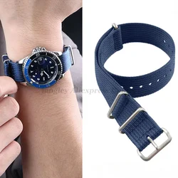 Nylon Ribbed Military Sport Watch Band - Durable Army - Inspired Strap - 22mm (Blue)