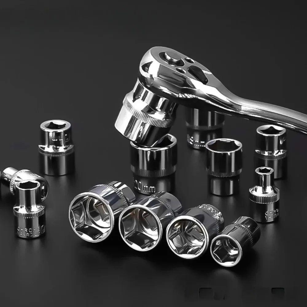 WEELEE 6–24 mm 3/8 kurzer Innensechskant-Steckschlüsselsatz, hochglanzpoliert, Innensechskant-Steckschlüsselkopf-Set für Ratschen-Handwerkzeug – Detail 2