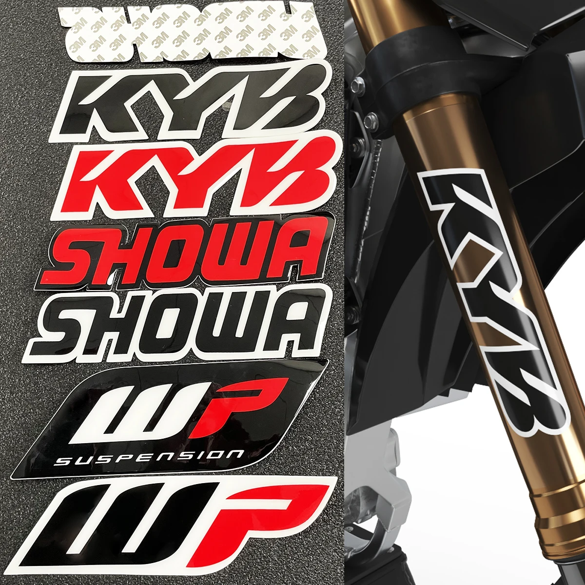 2 pz 3M Motocross moto adesivi forcella Showa Kyb Wp sospensione  decalcomania Logo bici per Ktm Yamaha Honda Suzuki Kawasaki Ducati