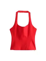 Women's Backless Halter Fitted Tank Tops, Female Camis, O Neck, Side Zipper, Sexy Fashion - Image 2