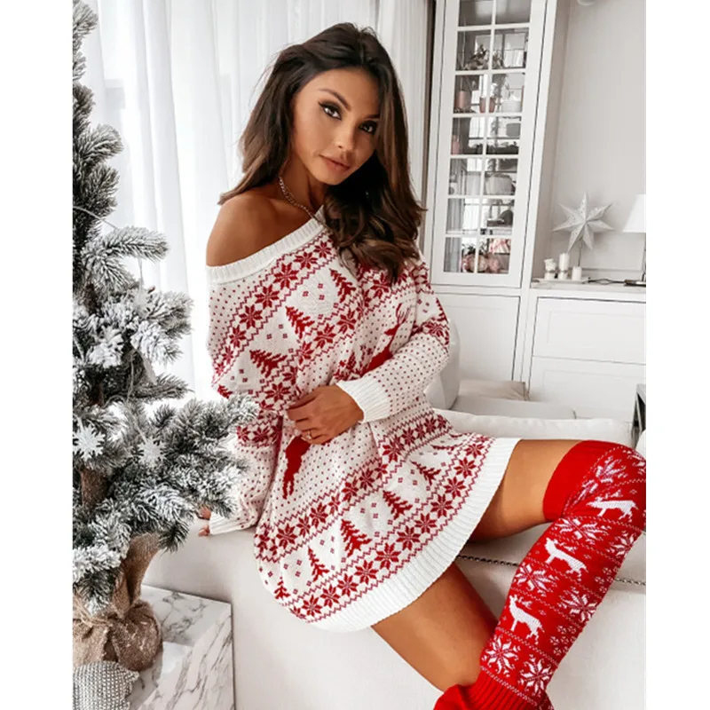 Dress Christmas Winter Sweater Dresses | Christmas Sweater Dresses Women -  Dress - Aliexpress