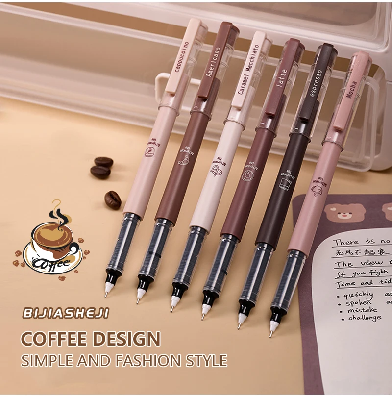 6 Stück/Set Nachmittagstee-Serie Gelstift-Set Modernes Design Schnelltrocknend 0,5mm Schwarzer Gelstift für Schüler Schule Büro Schreibwaren – Detail 3
