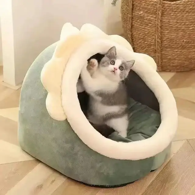 Deep Sleep Cat Bed Cartoon Pet Bed Foldable Removable Washable Pet Sleeping Bed for Small Dog Mat Bag Cave Cats Bed 5