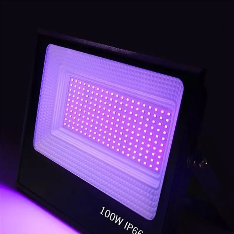 AEE2-LED 보라색 조명 야외용, 고출력 보라색 조명 투광 조명 파티용 플러그가 있는 보라색 조명