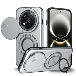 Enhanced Camera Protection Shockproof Phone Case with Metal Ring Stand for Enjoy 90 Pro Max (Gray)