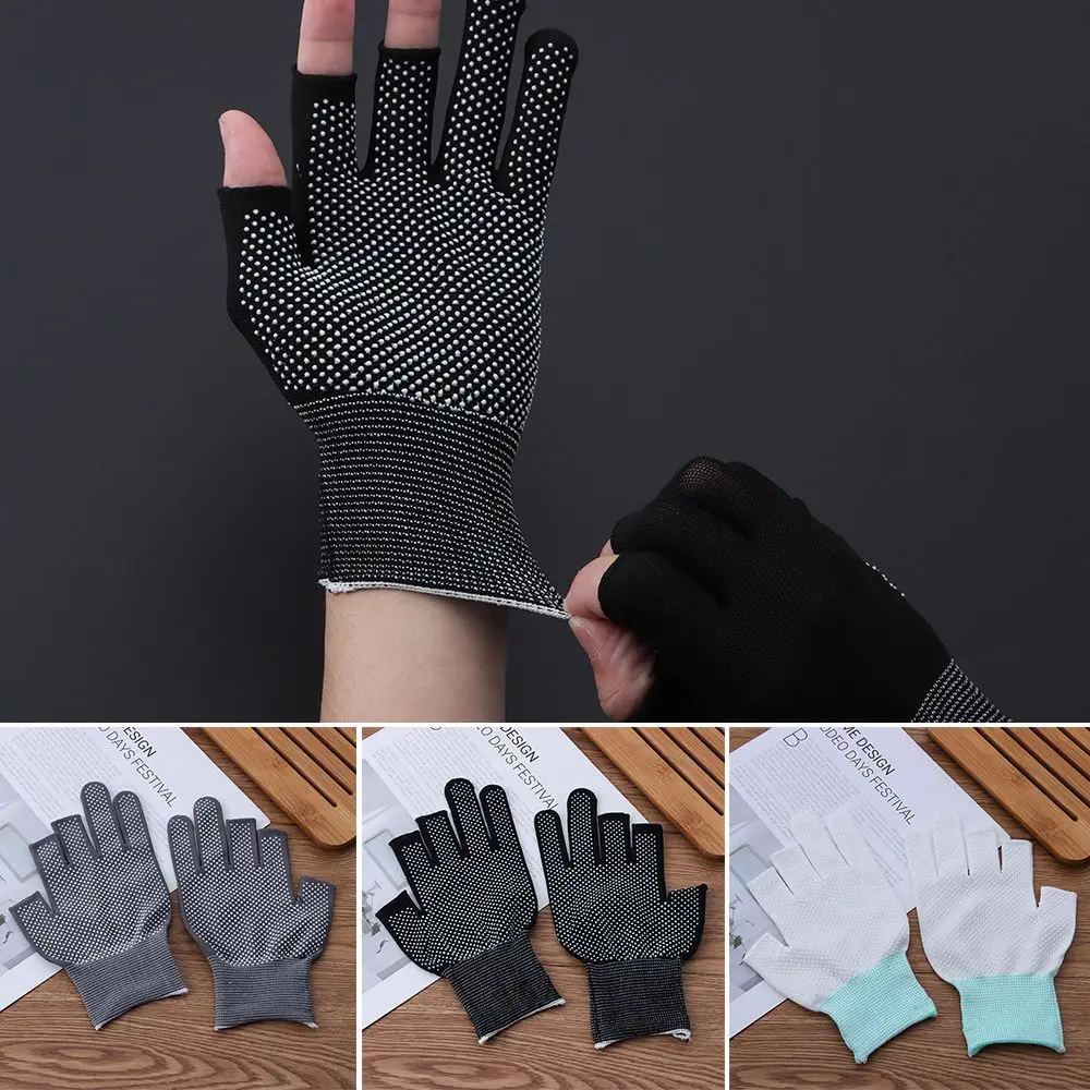 1 Pair Anti-Slip Fishing Gloves Spring Summer Ice Cool Breathable Sunscreen Antiskid Open/Half Fingers Cycling Sport Gloves