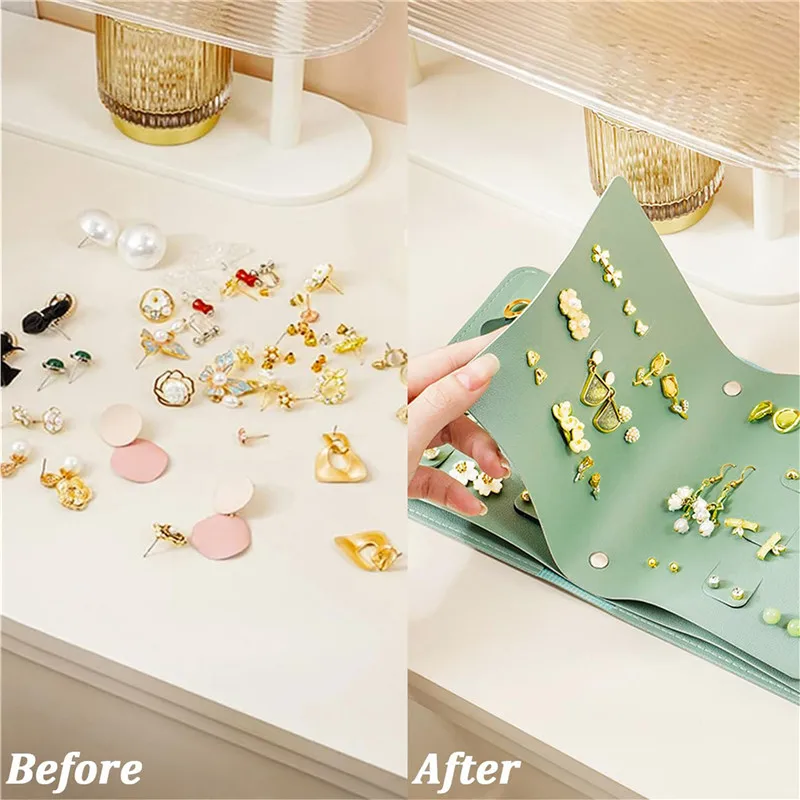 Travel Jewelry Organizer | 1PC PU Leather Ear Stud Storage Bag, Multi-Layer Jewelry Org... - SKU PESB1858 - UGI Packaging