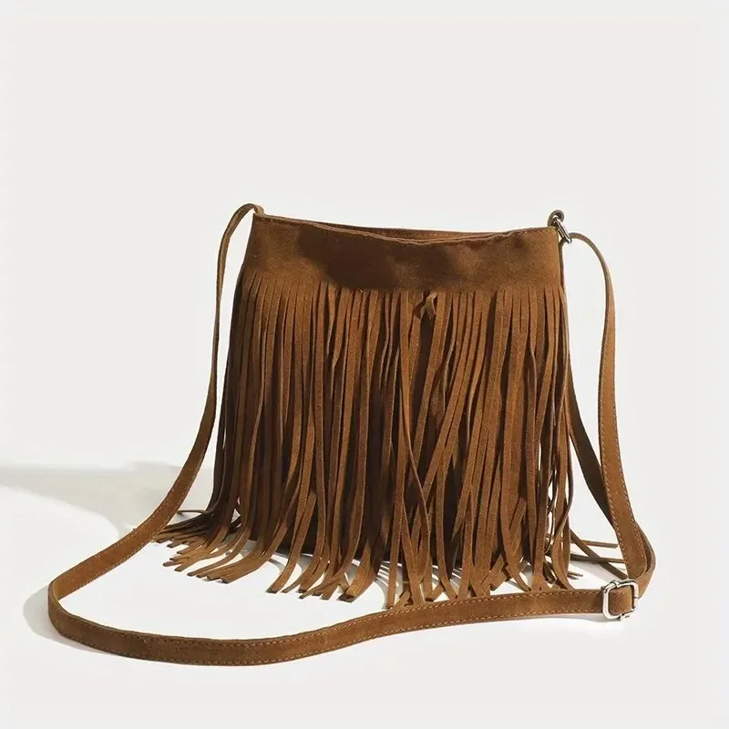 Shoulder Bag Crossbody Bag Ladies Handbag NYXIA Boho Style Fringe Crossbody Bag Vintage Suede Shoulder Bag Women's Large Capacity Casual Fringe Postman Shoulder