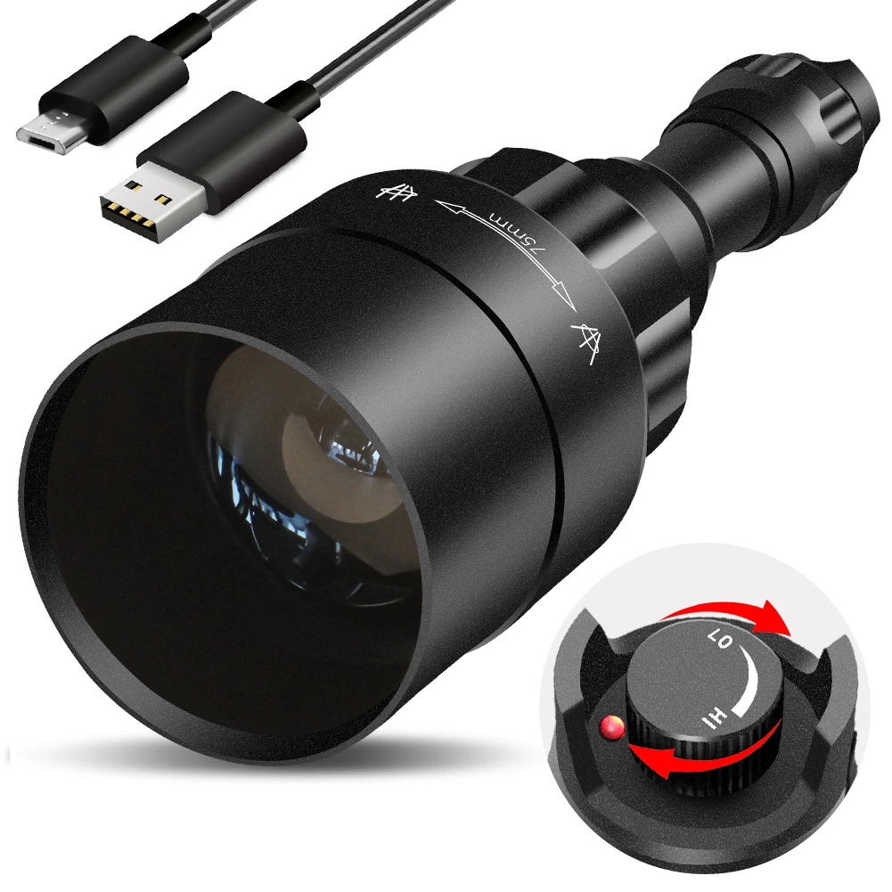 UniqueFire16055WIR850NMLEDFlashlight75mmLensUSBRechargeable