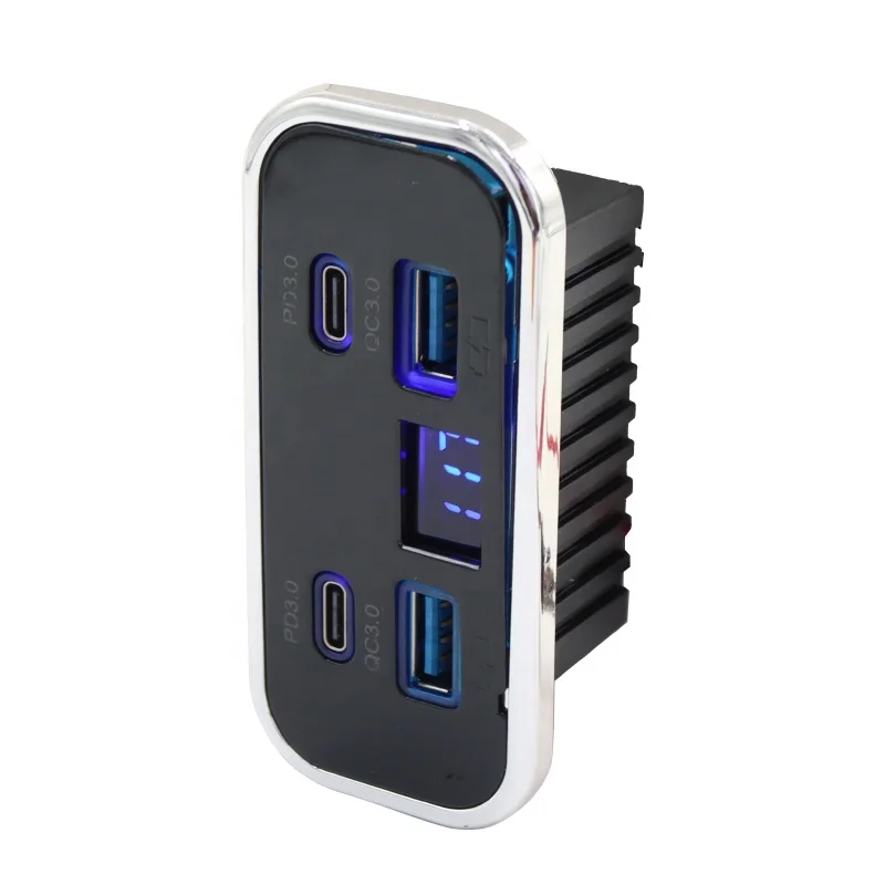 해양용 시트 듀얼 PD USB-C 12V/24V 고속 충전기 LED 볼트미터 포함 보트 및 RV용