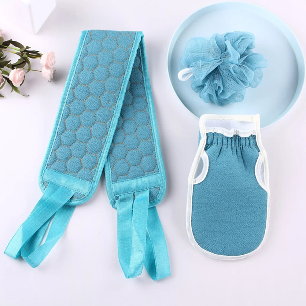 3pcs/set Body Exfoliating Washcloth Gloves Cleaning Soft Brush Home Hotel Bathroom Shower Ball Back Scrubber Set Skin Towel Bath
