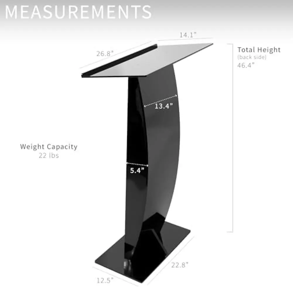 Acrylic Podium Stand, Sleek Transparent Professional Presentation Lectern with 27 inch Reading Surface Platform, Clear Appearanc