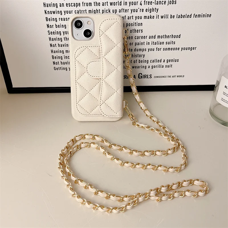 Shop CHANEL Chain Leather Logo iPhone 14 iPhone 14 Pro Smart Phone