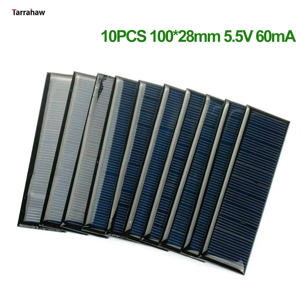 Tarrahaw 10Pcs Pannello Solare Policristallino 5.5V 60Ma Mini Celle Solari Portatili Per Caricabatterie Solare Fai Da Te Modulo Di Alimentazione Solar